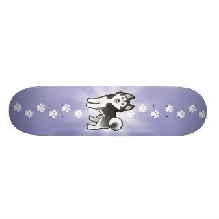 Cartoon Siberian Husky / Alaskan Malamute Skateboard