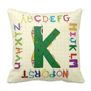 Funny Fellows™ Cartoon Character Alphabet Letter K Throw Pillows