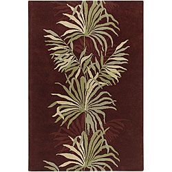 Hand Tufted Mandara Brown Floral Wool Rug (7'9 x 10'6) Mandara 7x9   10x14 Rugs