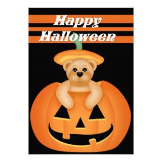Bear in Pumpkin Halloween Trick Treat Invitation