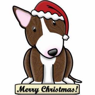 Cartoon Brindle Bull Terrier Christmas Ornament Photo Cutouts