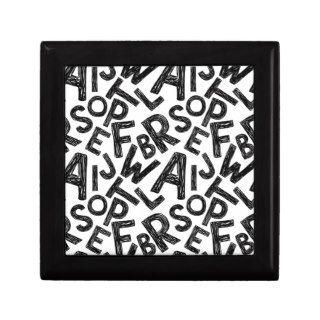 Doodle Alphabet, black and white Jewelry Box