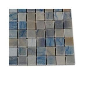 Splashback Tile Blue Macauba Marble Floor and Wall Tile   6 in. x 6 in. Tile Sample DISCONTINUED L4C2 STONE TILES