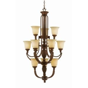 Illumine 12 Light Morrocan Bronze Chandelier with Cognac Antiqued Scavo Glass Shade CLI TR31126