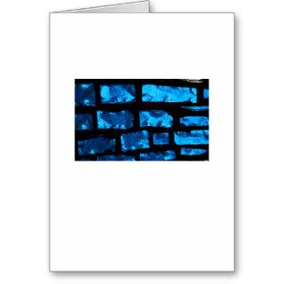 Blue glass chunks with black grout between them greeting cards