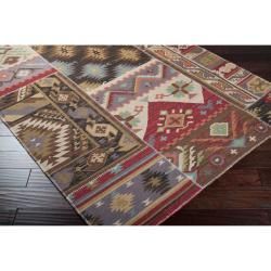 Hand crafted Multi Colored Southwestern Aztec Marcella Wool Rug (5' x 8') Surya 5x8   6x9 Rugs