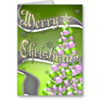 Lime Green and Pink Christmas Tree Card