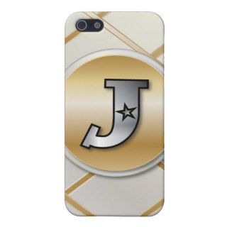 Monogrammed gold and silver effect letter J v3 Covers For iPhone 5