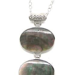 Pearlz Ocean Silvertone Copper Grey Shell Fashion Pendant Pearlz Ocean Gemstone Necklaces