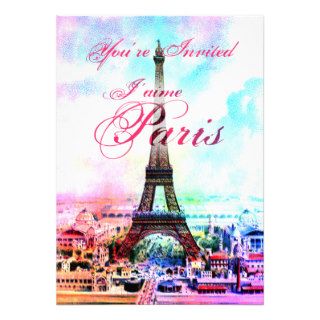 Pop Art Vintage Eiffel Tower Invitation