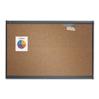 Quartet B247G Quartet Prestige Bulletin Board, Graphite Blend Cork, 72 x 48, Aluminum Frame 