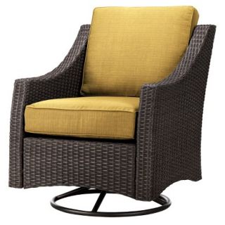 Outdoor Patio Furniture Threshold Yellow Wicker Swivel Club Chair, Belvedere