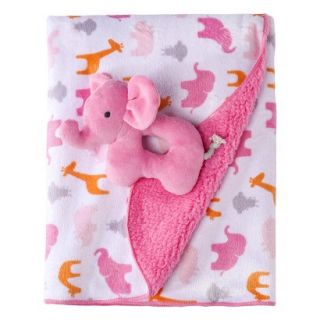 Just One You Made by Carters Pink 2 Ply Blanket with Elephant Rattle