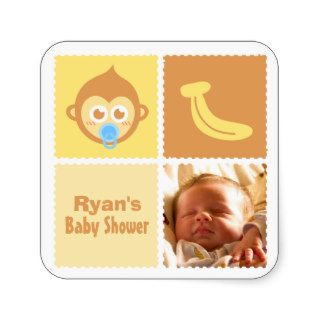 Cute Baby Monkey Baby Shower Decorations Stickers