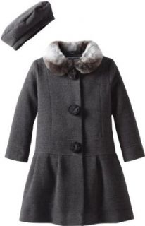 Rothschild Girls Classic Rosette Faux Wool Coat With Hat Dress Coats Clothing