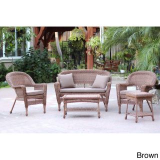 Zest Avenue Honey Wicker 5 piece Conversation Set With Cushions Brown Size 5 Piece Sets