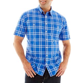 THE FOUNDRY SUPPLY CO. Short Sleeve Plaid Shirt Big and Tall, Blue/White, Mens