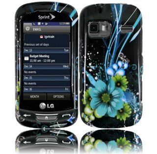 Blue Flower Design Hard Case Cover for LG Rumor Reflex LN272 Cell Phones & Accessories