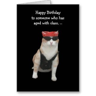 Funny Biker Cat Birthday Card