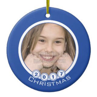 Anyone Date Christmas Custom Blue Photo Ornament
