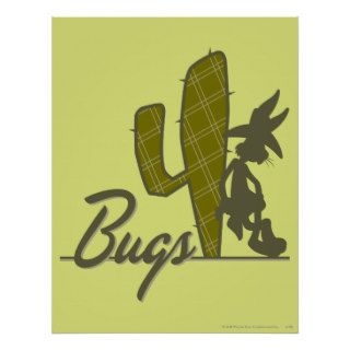 Bugs Bunny Cowboy Leaning on Cactus Poster