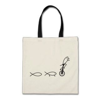 Unicycle Unicyclist Ichthys Sign of the Fish Canvas Bags