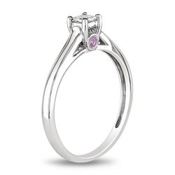 10k White Gold 1/6 ct TDW Diamond and Pink Sapphire Ring (G H, I2 I3) Miadora Gemstone Rings