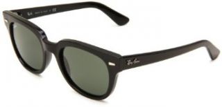Ray Ban Meteor 601 Wayfarer Sunglasses,Shiny Black Frame/Crystal Green Lens,One Size Ray Ban Clothing