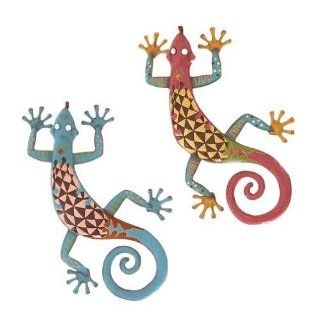 Gecko Assorted with Bright Colors   Set of 2   Wall Sculptures