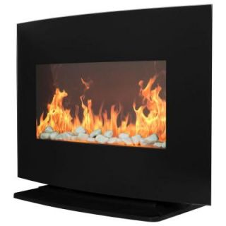 Warm House Curved Glass 25 in. Electric Fireplace in Black 80 BC211