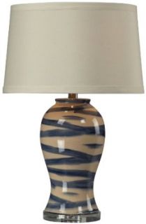 Dimond Lighting HGTV281T HGTV Home Blue and Off White Table Lamp with White Faux Silk Shade and 3 Way Swi, Blue and Off White  