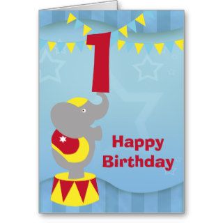 1st Birthday Circus Elephant Card