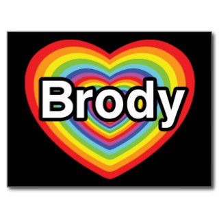 I love Brody rainbow heart Postcards