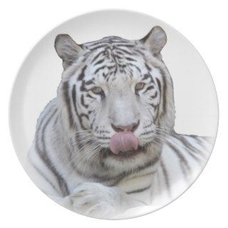 White Tiger Licking Lips   Mm mm Good Party Plate