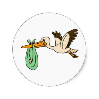 XX  Funny Stork Carrying Baby Stickers