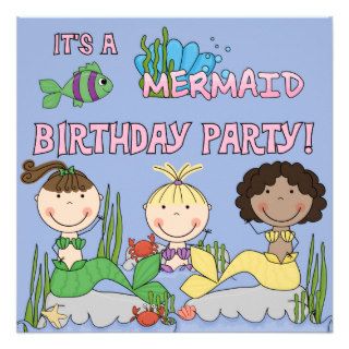 Mermaids (African American Girl) Birthday Invite