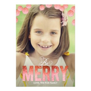 Merry Glitter Holiday Photo Cards   Red