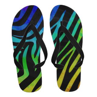 Zebra Black and Rainbow Print Sandals
