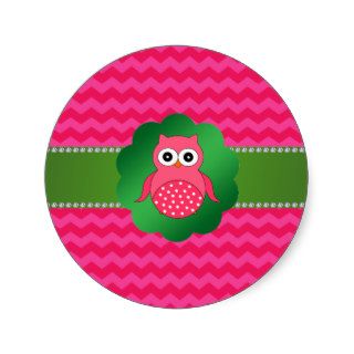 Cute owl pink chevrons stickers
