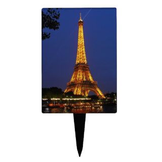 Eiffel Tower at Night Cake Toppers