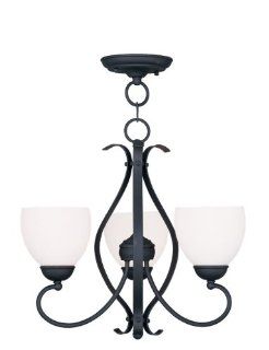 Livex 4763 04 Brookside Convertible Chain Hang/Ceiling Mount Black Hand Blown Satin White Glass   Chandeliers  
