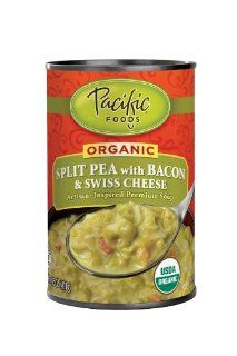 Pacific Natural Foods Organic Split Pea with Bacon & Swiss Cheese Soup, 14.5 Ounce Cans (Pack of 12)  Grocery & Gourmet Food