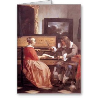 Gabriel Metsu  A Man & a Woman Seated by Virginal Cards