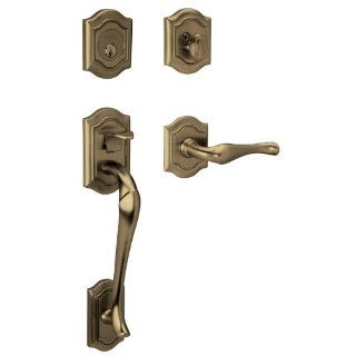 Baldwin 85327050RENT Satin Brass and Black Images, Bethpage Right Handed Bethpage Single Cylinder Solid Brass Sectional Handleset with BETHPAGE INTERIOR LEVER 85327.RENT   Door Hardware  