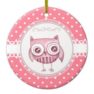 Girly Pink Owl Christmas Tree Ornaments