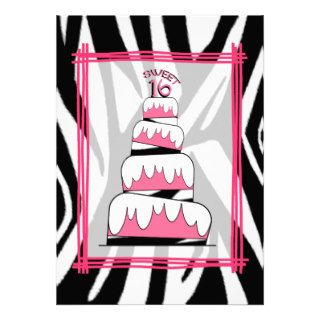 Zebra Print & Pink Sweet 16 Birthday Party Invite