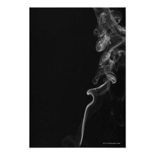 White Smoke Against A Black Background Print
