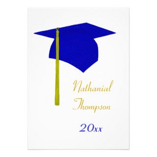 Blue & Yellow Graduation Cap & Tassel Invitations