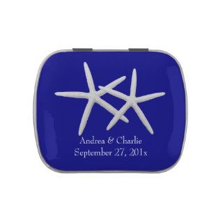 Navy Blue Starfish Couple Wedding Favor Mint Tin Jelly Belly Candy Tins