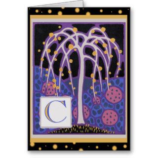 Art Deco Pattern Letter C Greeting Cards